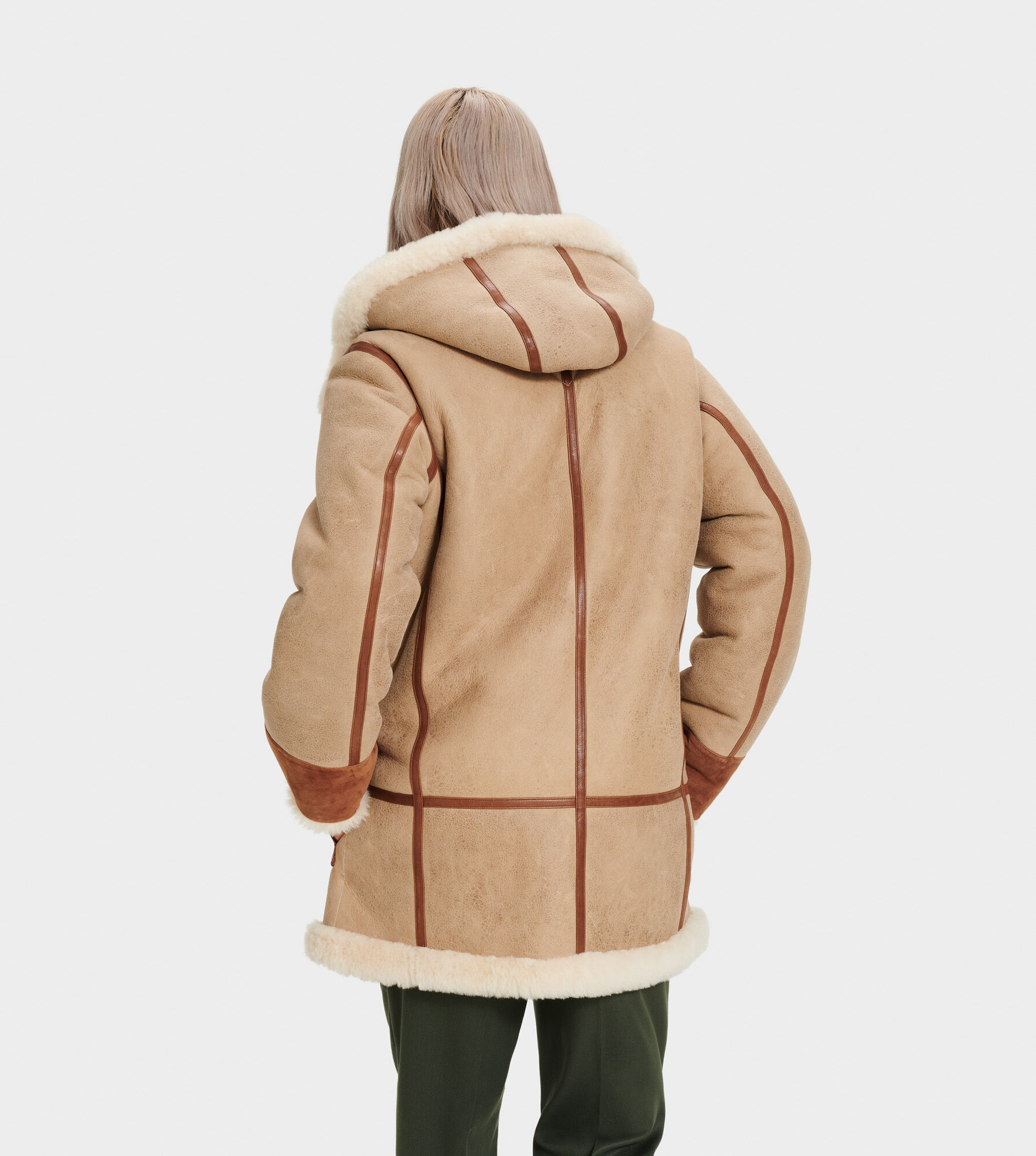 shearling hooded coat