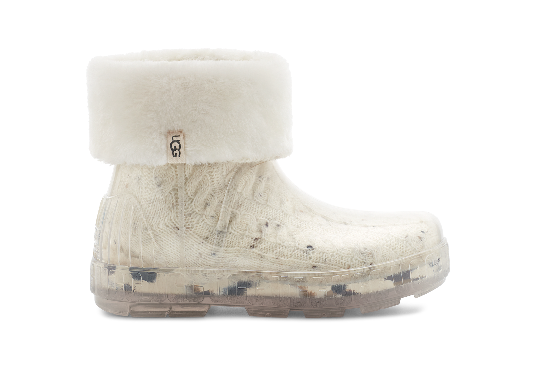UGG Women's Drizlita Clear Sheepskin Rain Boots in Natural, Size 5