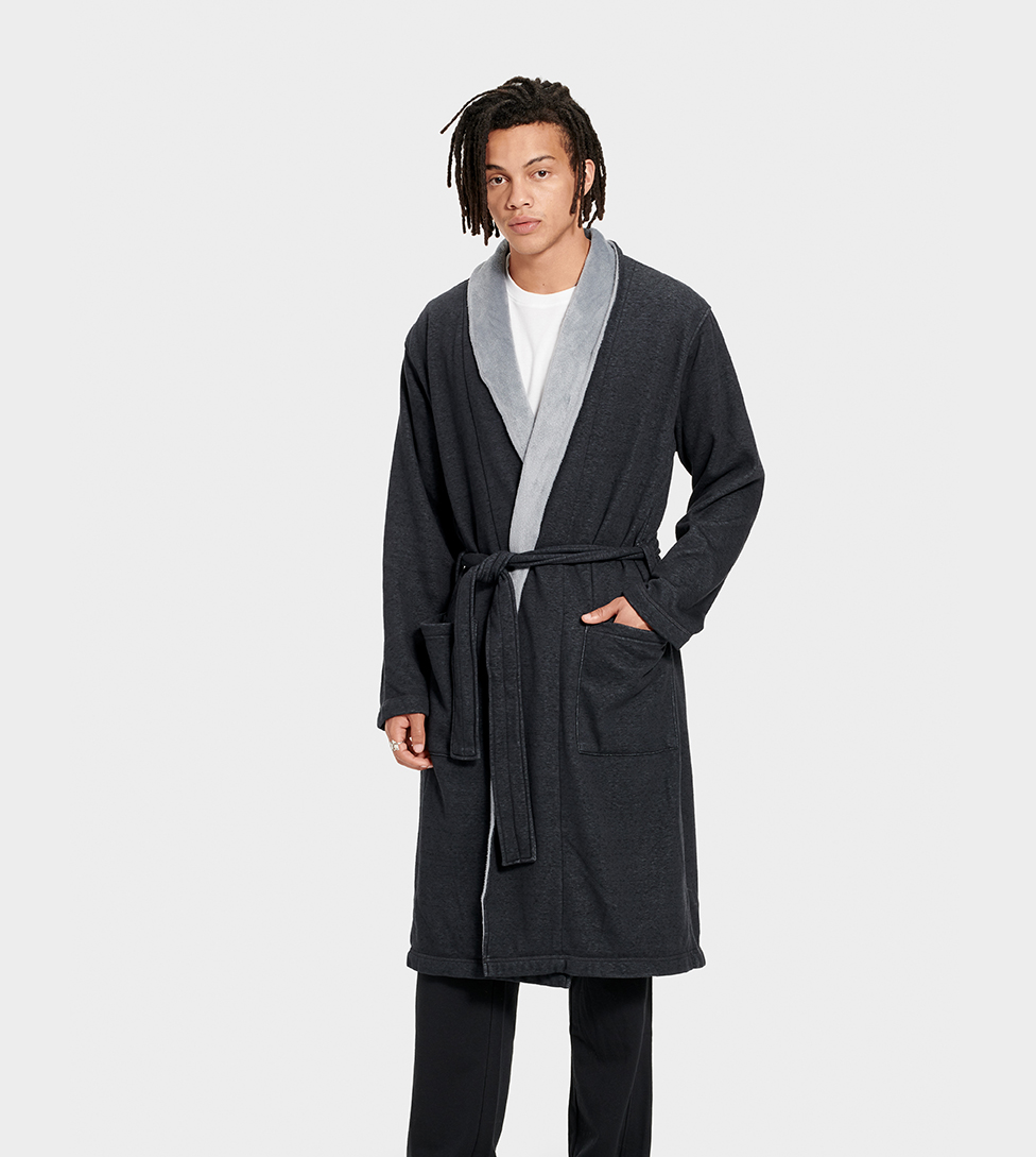 UGG Robe de chambre Robinson pour Homme in Black, Taille L/XL, Fleece