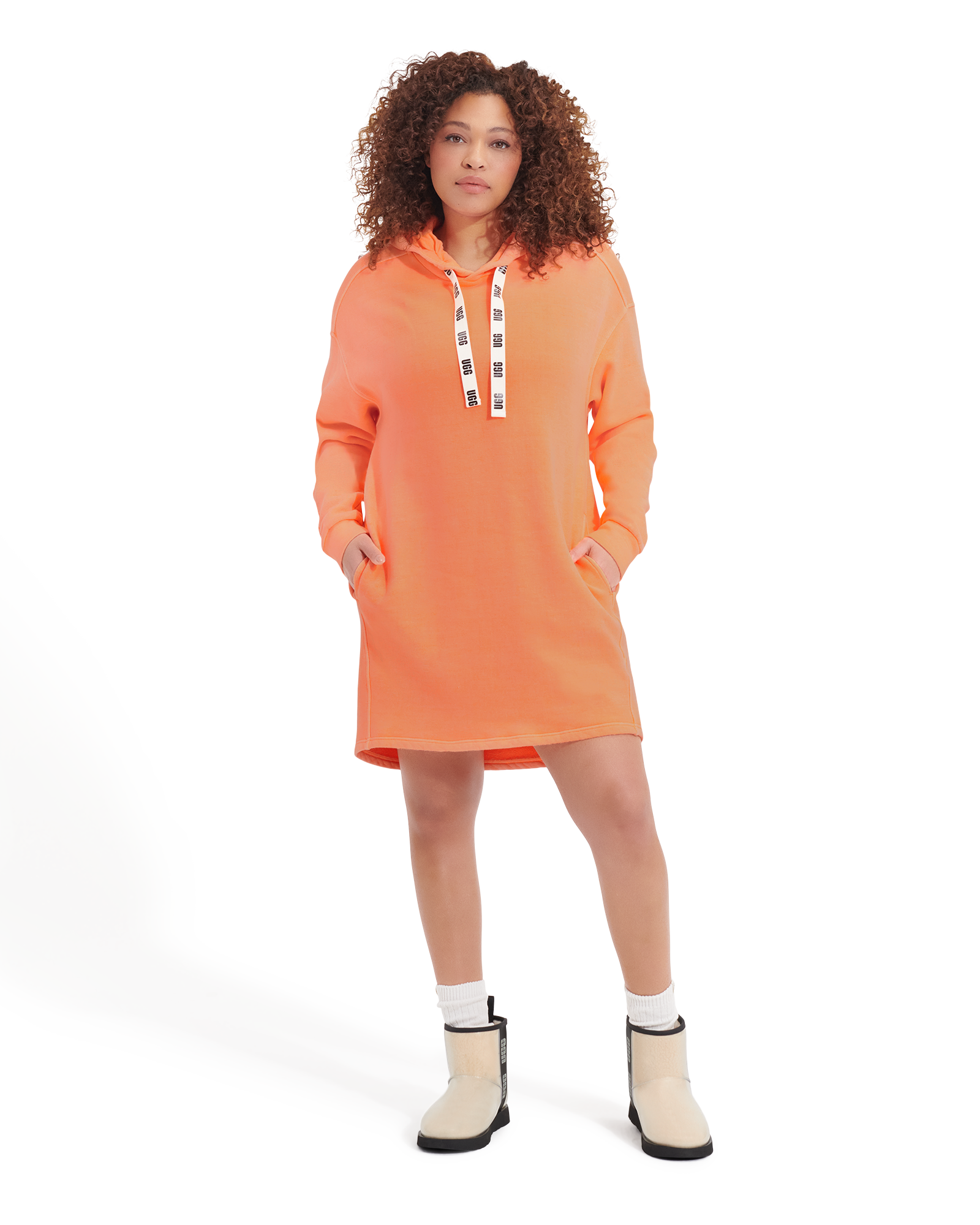 UGG Aderyn Hoodie Dress pour Femme in Orange Sherbert, Taille L, Coton