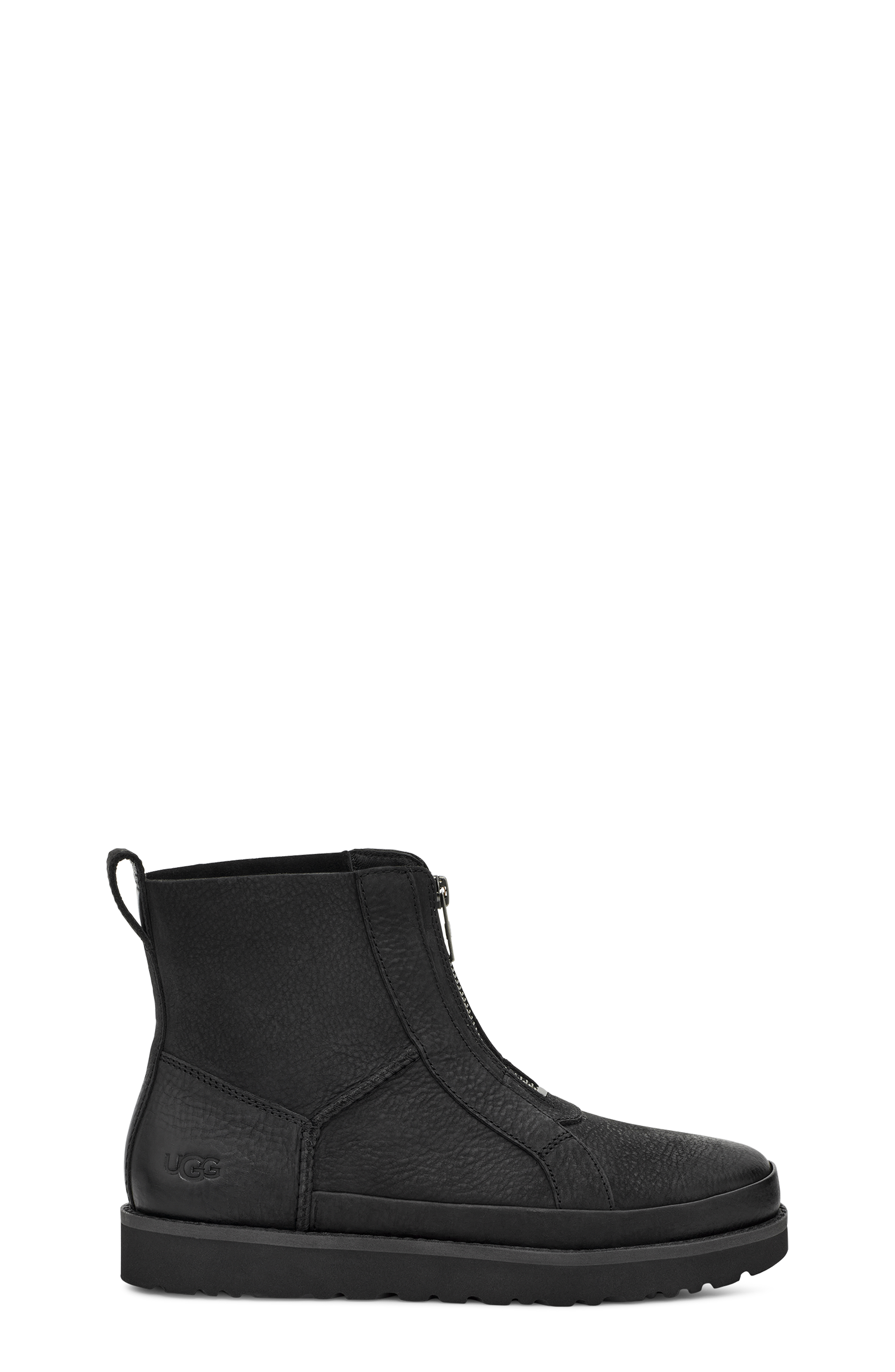 UGG Botte courte zippée déstructurée devant pour Femme in Black, Taille 36, Cuir