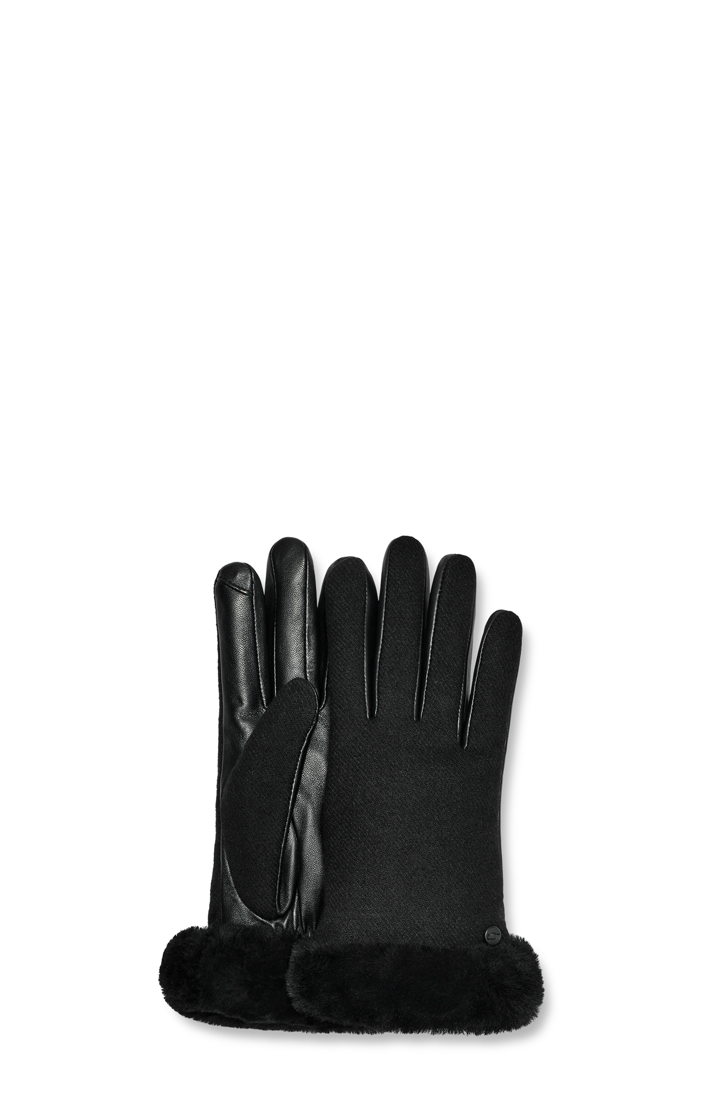 UGG Fabric Leather Shorty Gants pour Femme in Black, Taille M, Cuir