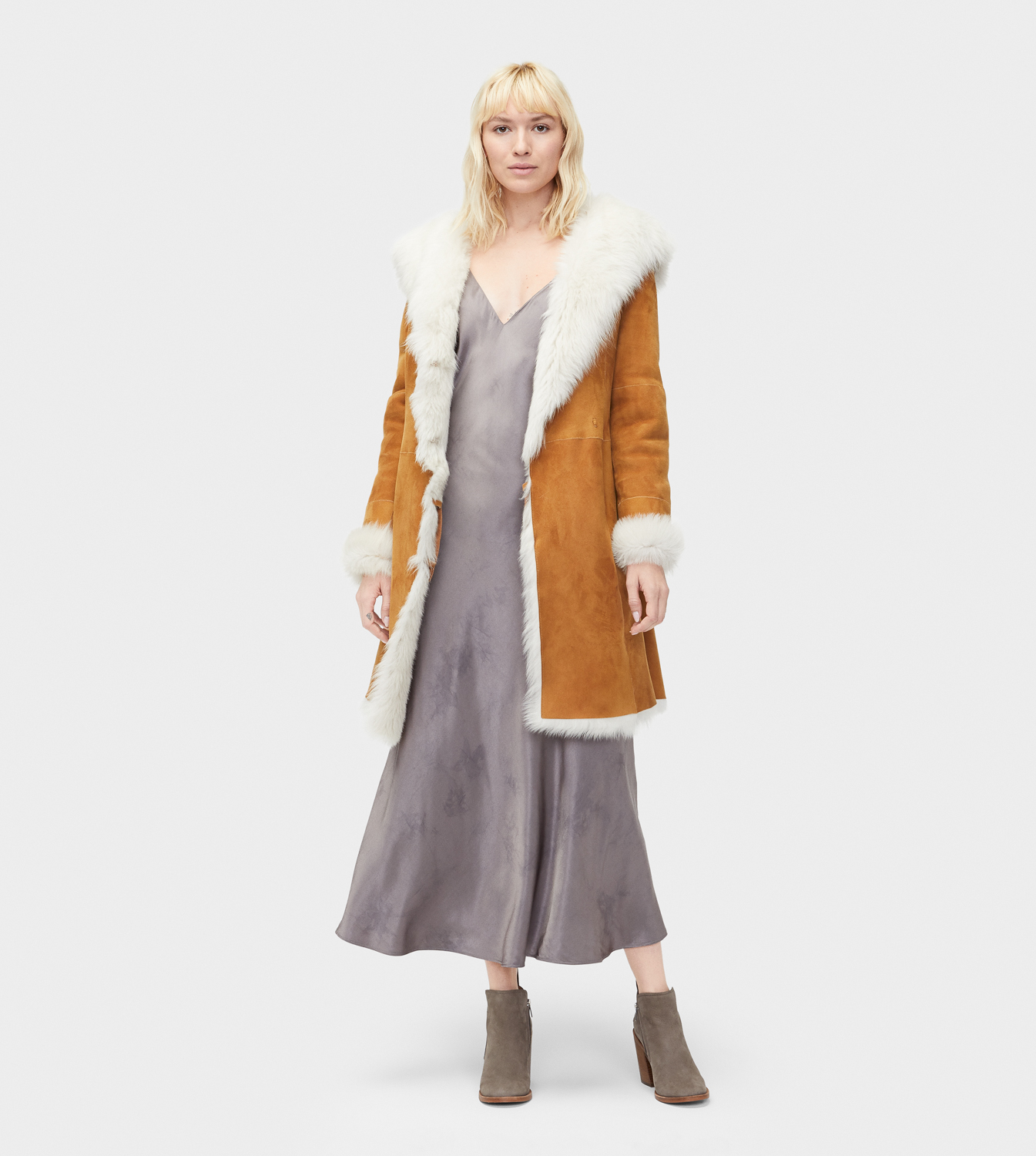 UGG Vanesa Toscana Shearling Coat Vestes pour Femme in Brown, Taille M, Shearling/Shearling