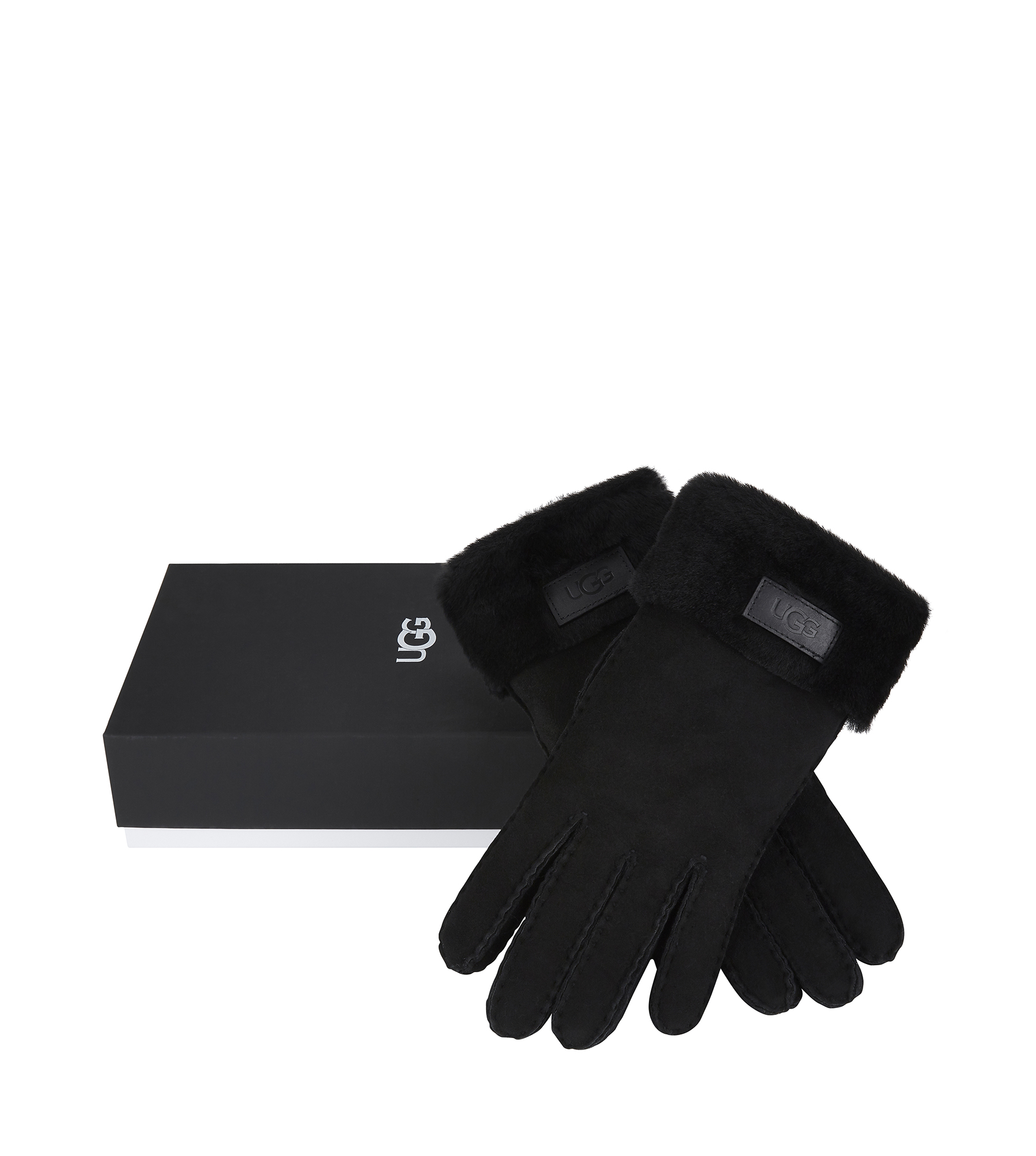 UGG Turn Cuff Gants pour Femme in Black, Taille S, Shearling