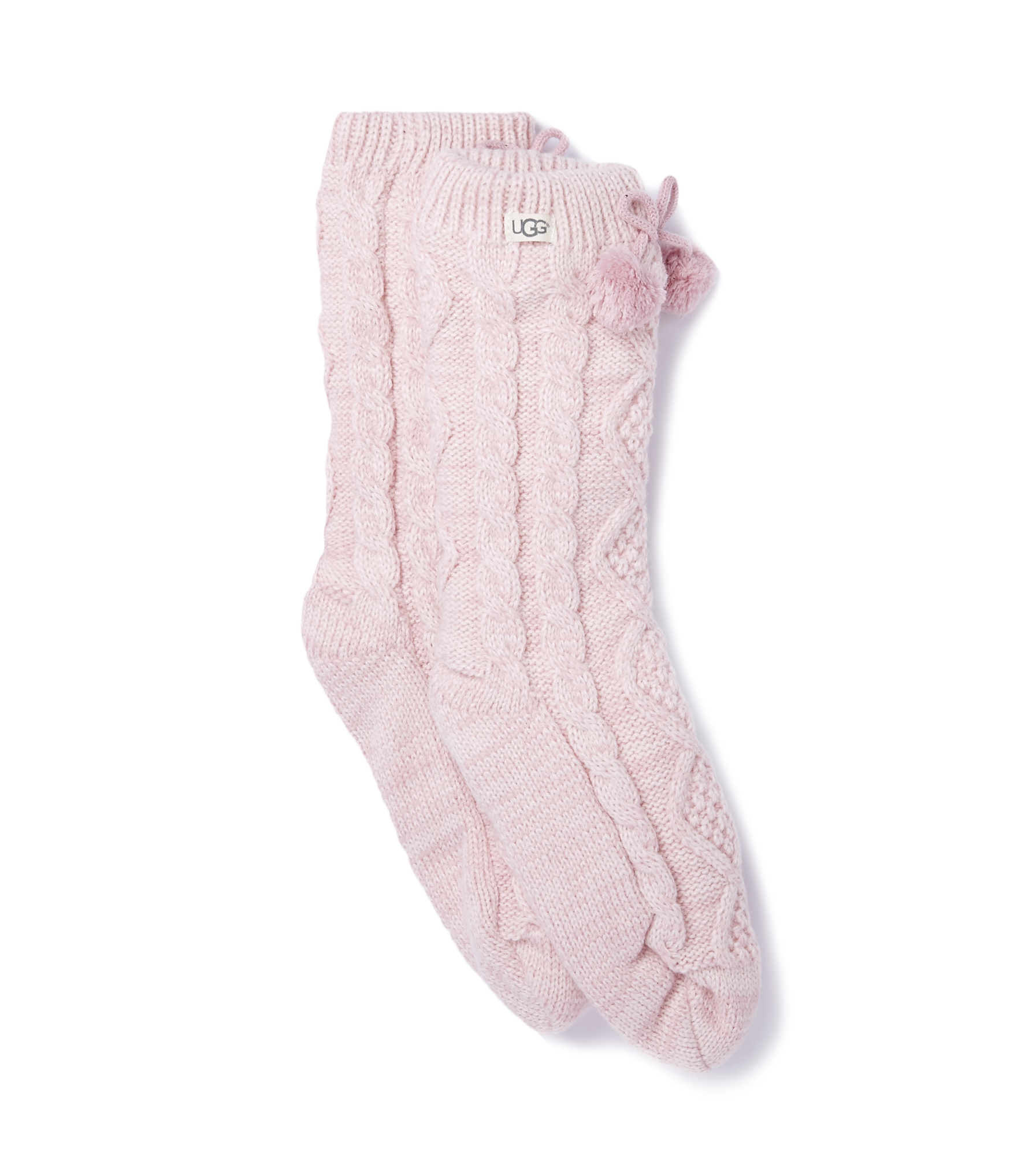 UGG Chaussettes mi-hautes à pompons et doublure polaire pour Femme in Pink, Taille O/S, Mélange D’Ac