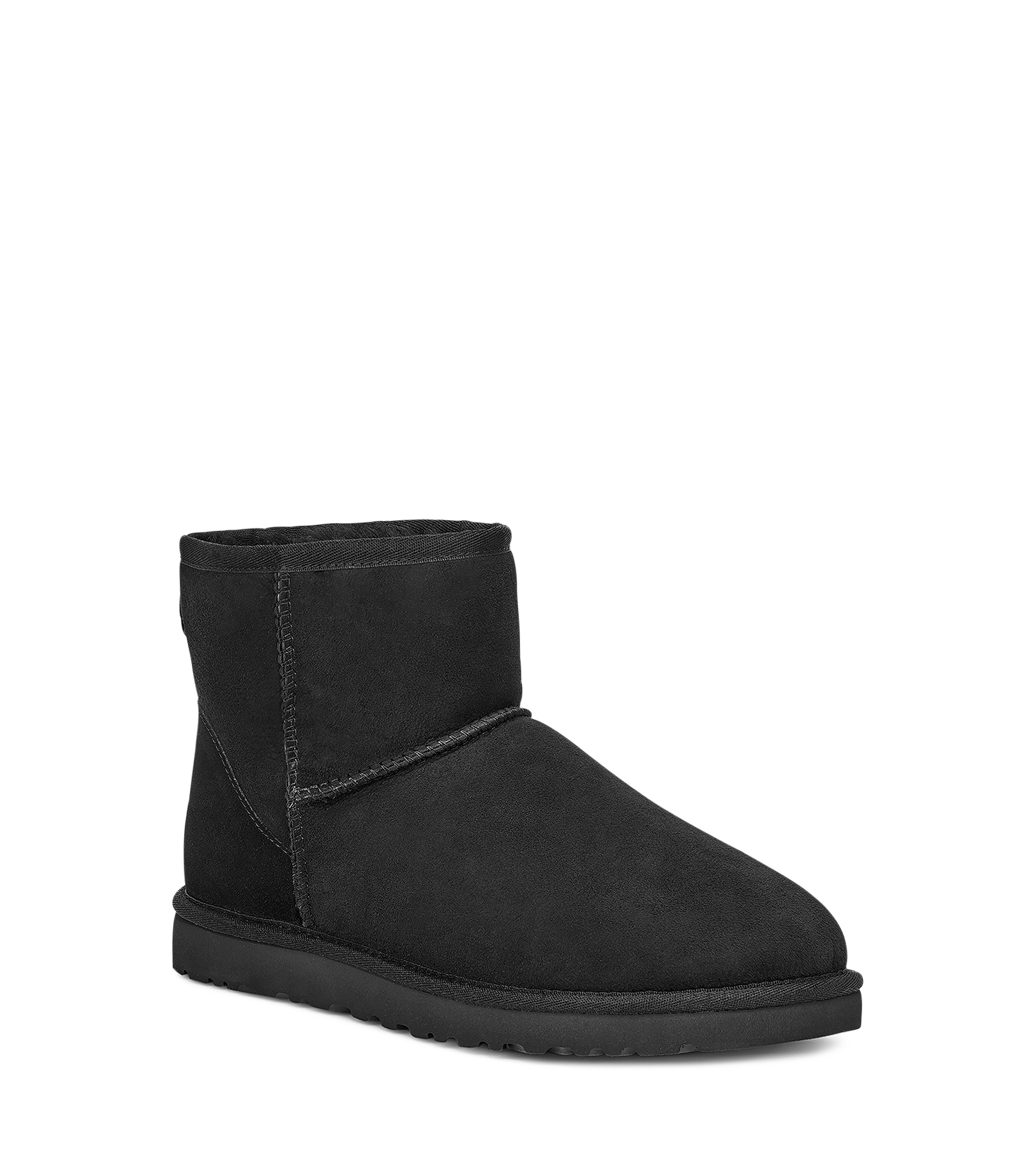 UGG Botte Classic Mini pour Homme in Black, Taille 52, Cuir/Shearling/Suu00E8De/Double Face