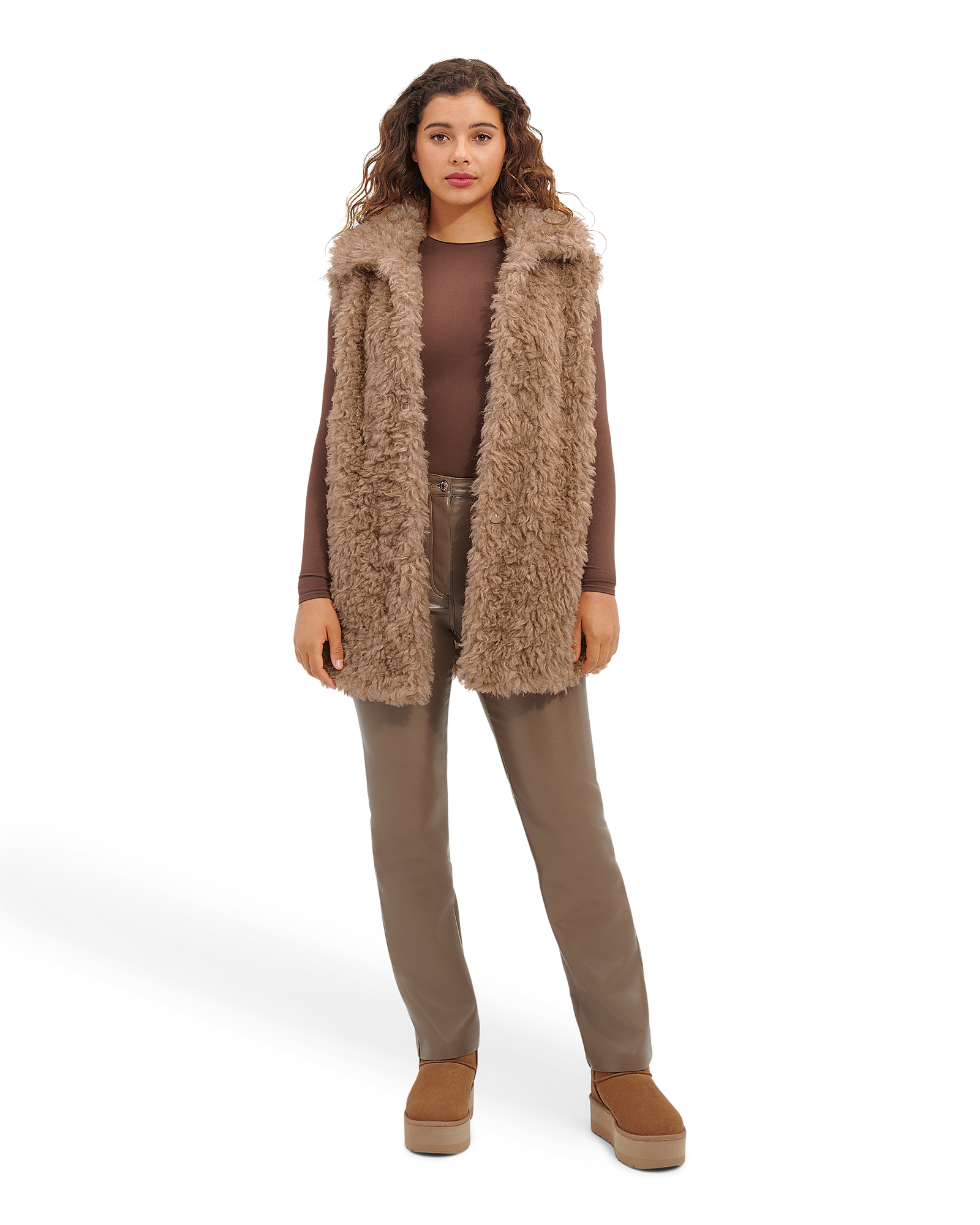 UGG Gilet en fausse fourrure Tammie pour Femme in Beige, Taille L, Polyester