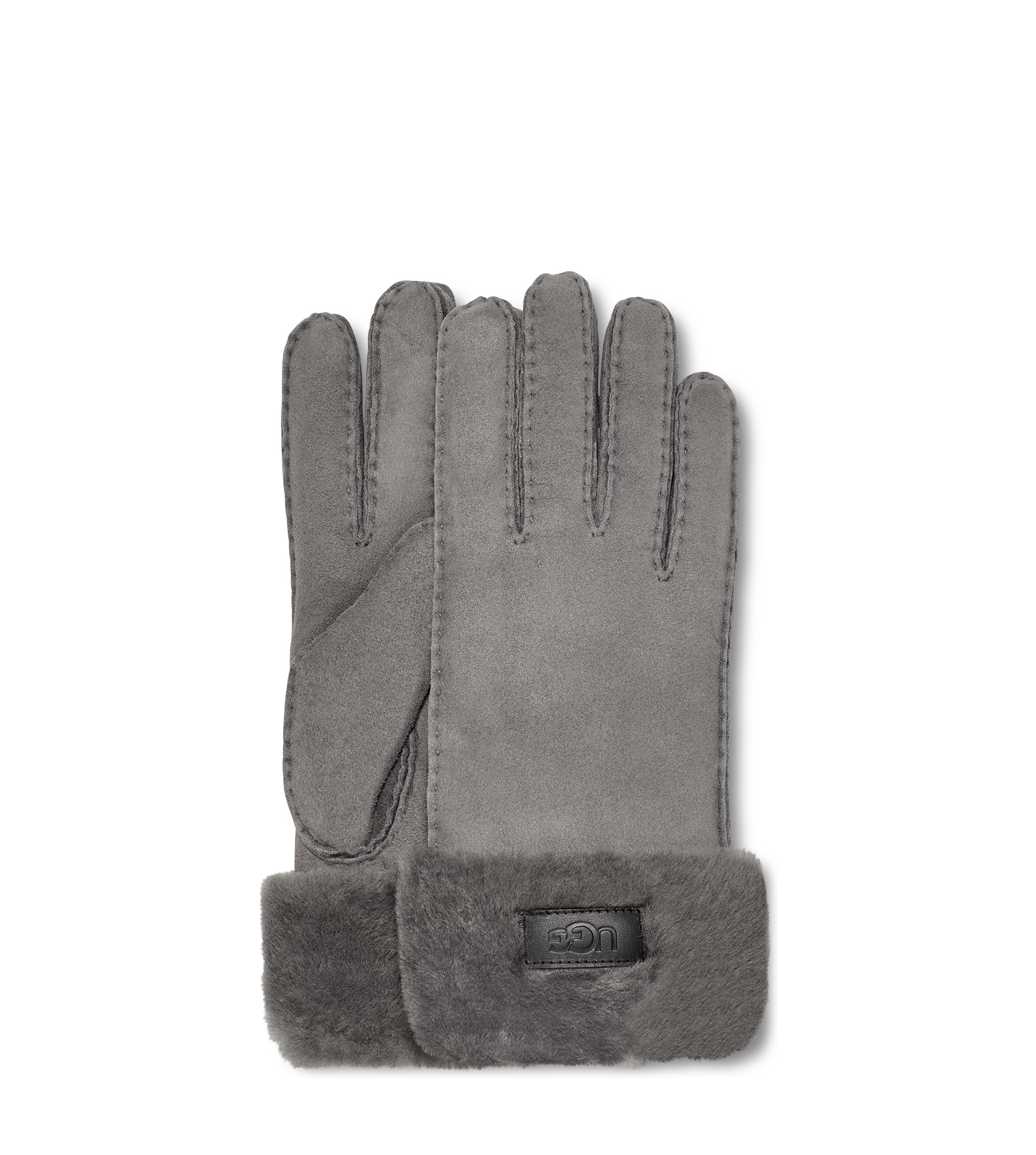 UGG Turn Cuff Gants pour Femme in Grey, Taille L, Shearling