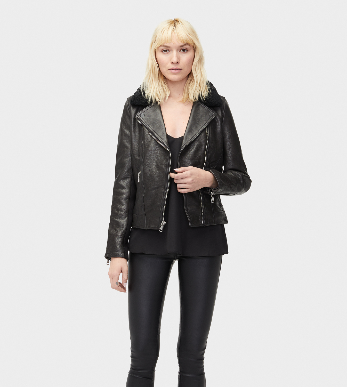 UGG® Andee Leather Cycle Jacket for Women | UGG® EU