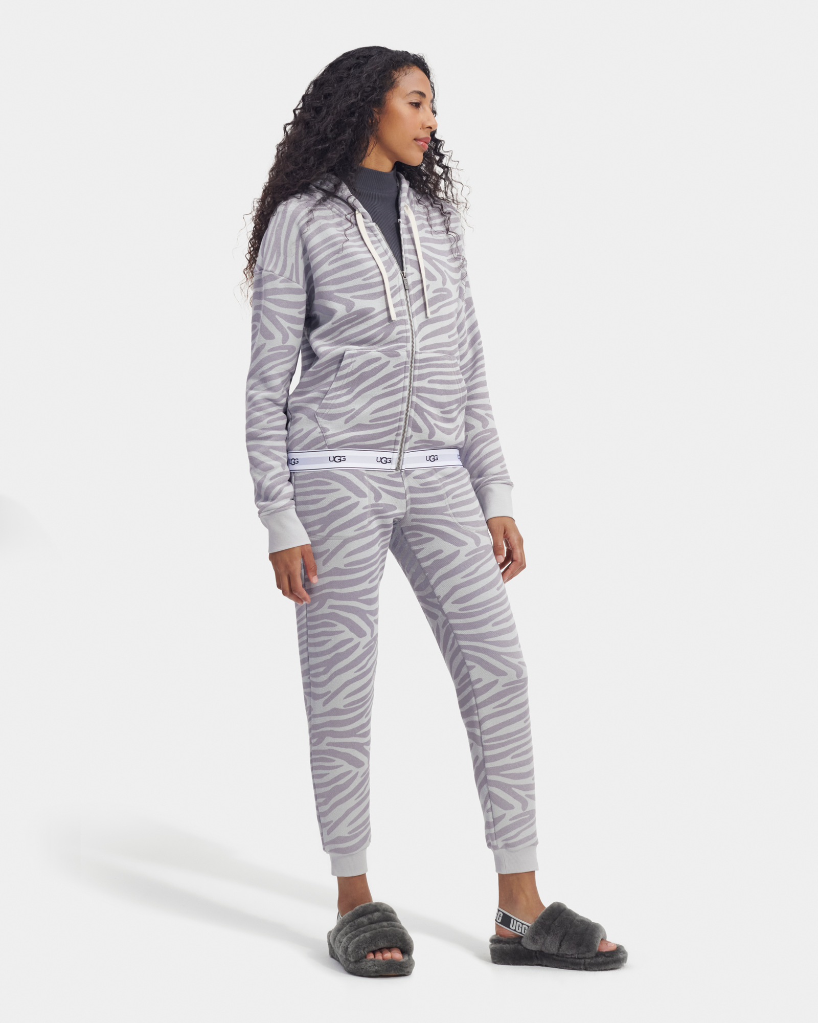 UGG Pantalon de jogging imprimé Cathy pour Femme in Cloudy Grey Zebra, Taille XS, Coton