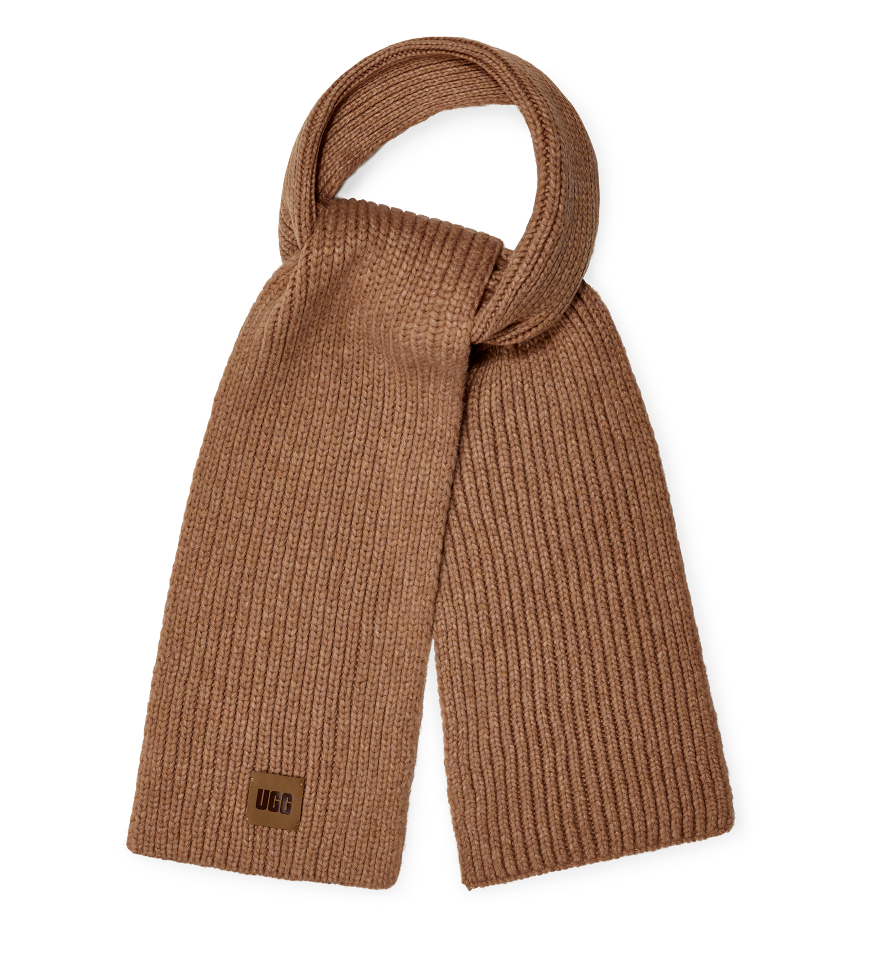 UGG W Chunky Rib Knit Scarf in Beige, Taille O/S, Mélange D’Acrylique