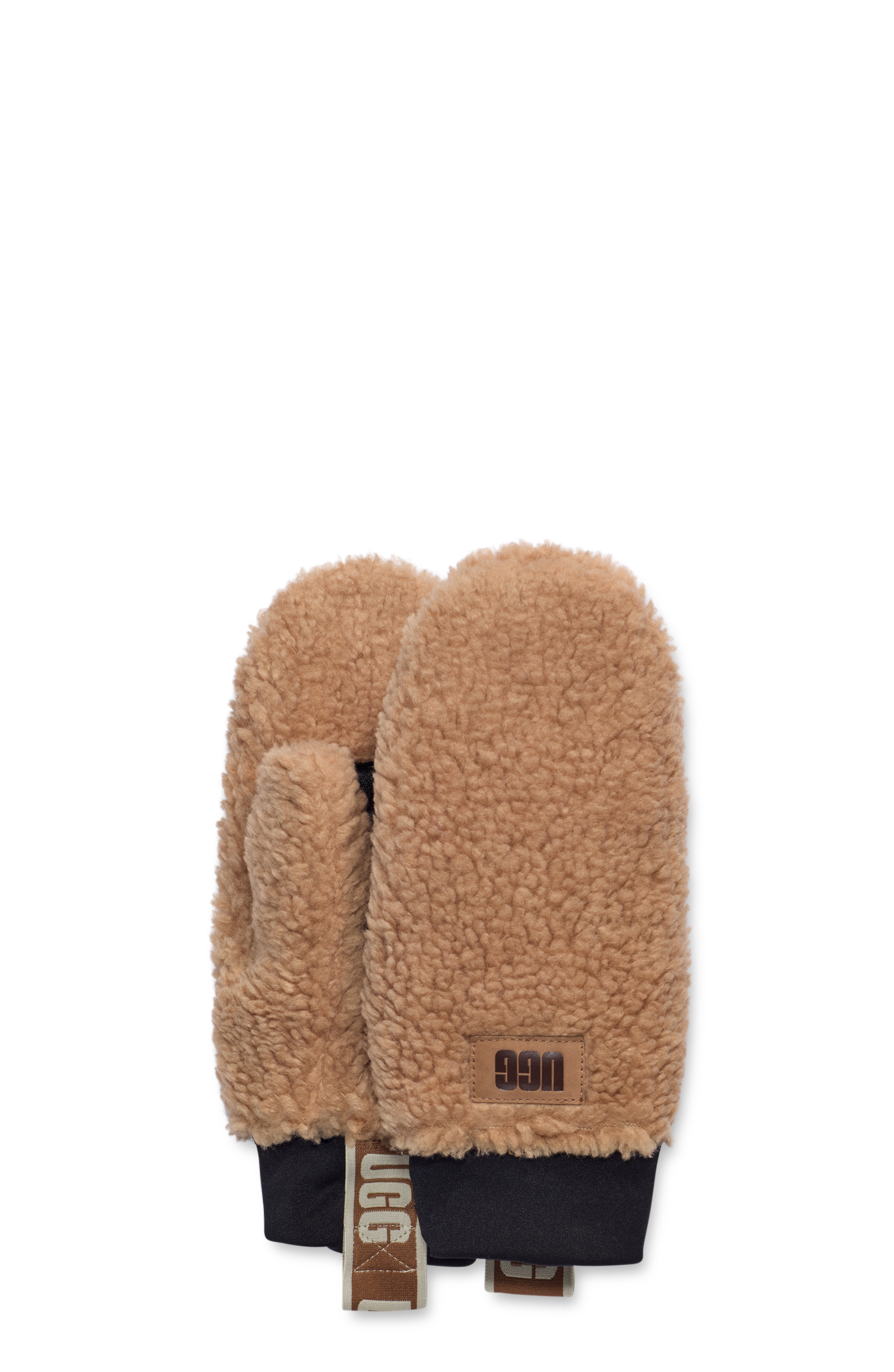 UGG W Sherpa Mitten W Logo Tape in Brown, Taille S/M