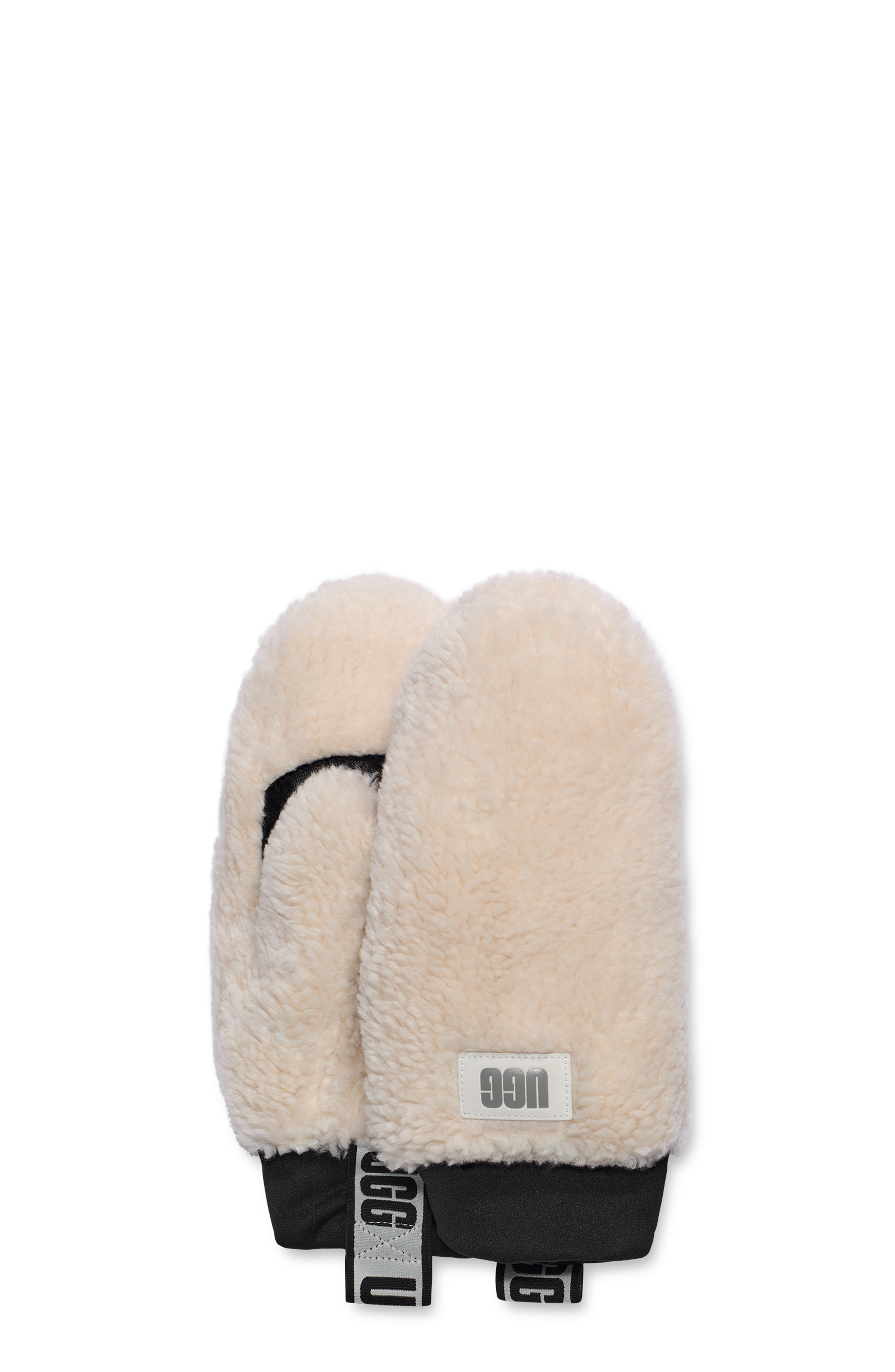 Ugg wanten met logo van imitatielammy voor dames in nimbus, maat l/xl