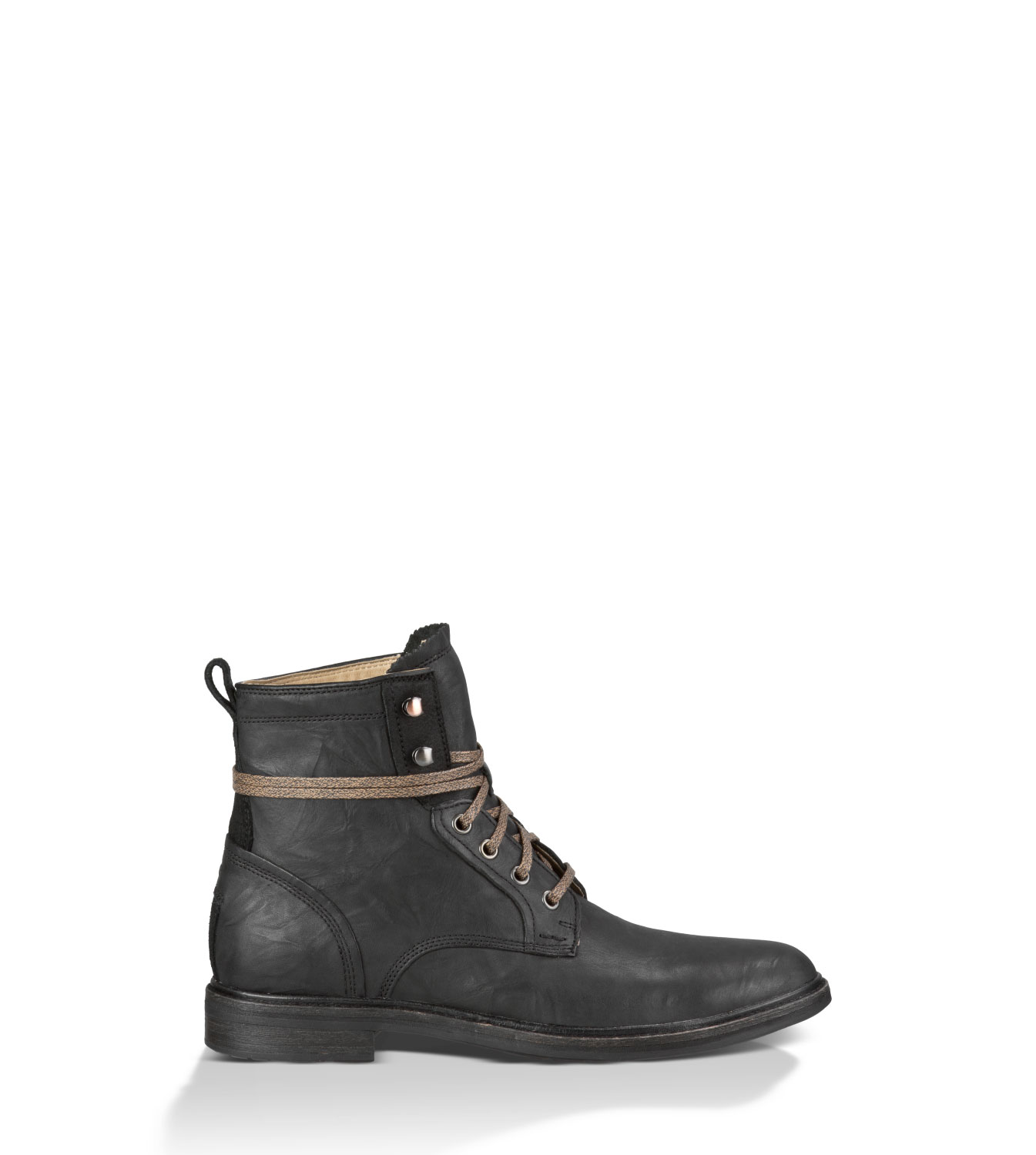UGG Selwood Black Leather Lace-up Boots Men main image 2