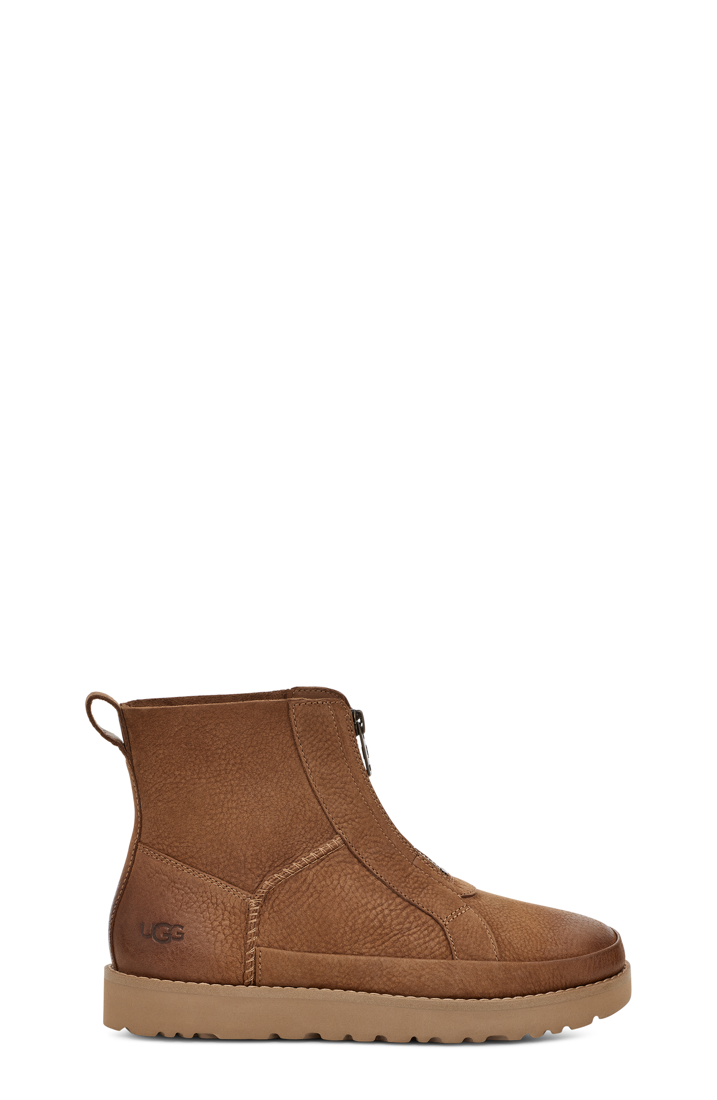 UGG Botte courte zippée déstructurée devant pour Femme in Brown, Taille 36, Cuir