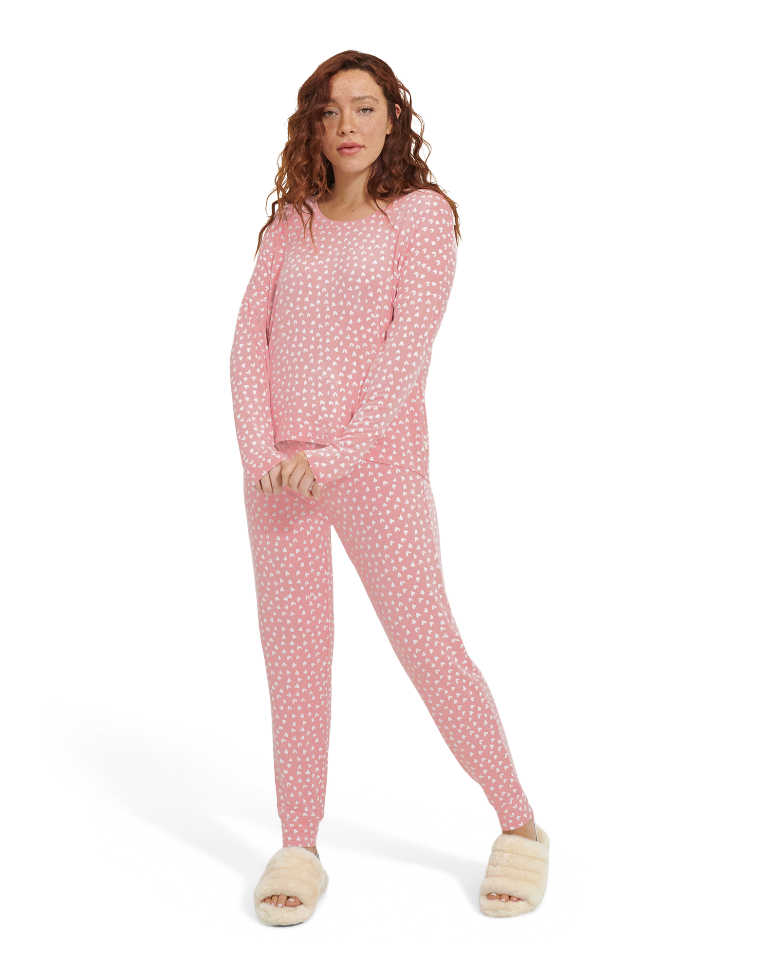 UGG Ensemble pyjama imprimé Birgit pour Femme in Clay Pink Hearts, Taille XS
