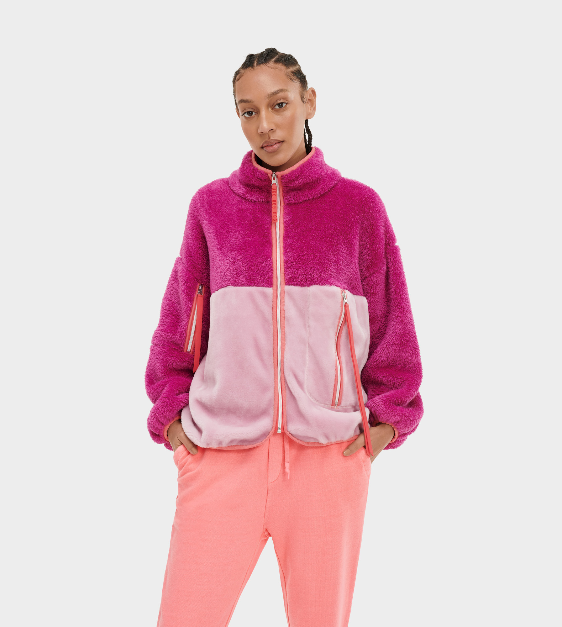 UGG Marlene Sherpa Veste pour Femme in Misty Pink Multi, Taille XS, Polyester