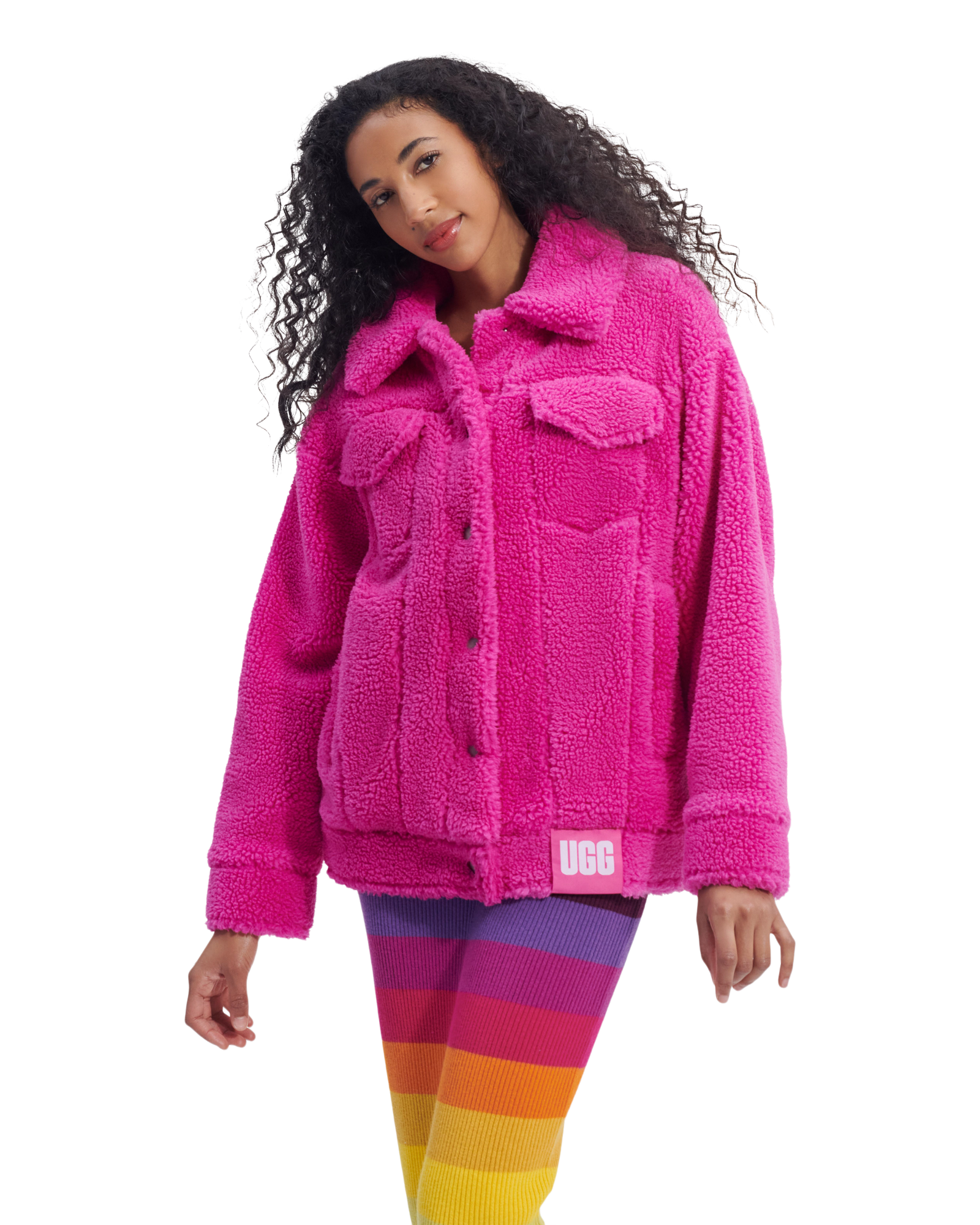 UGG Veste camionneur en sherpa Frankie pour Femme in Solferino Pink, Taille S, Polyester