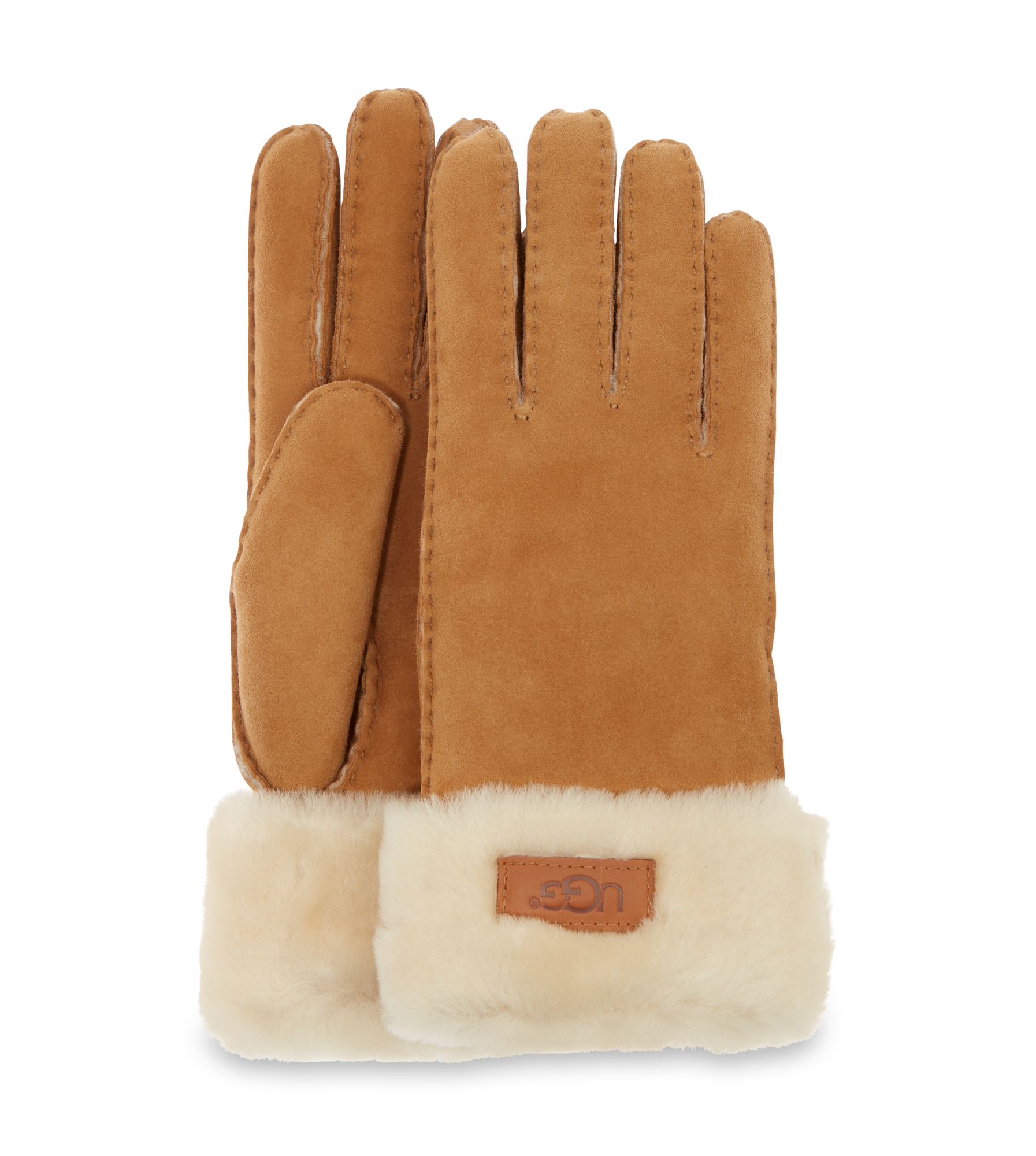 UGG Turn Cuff Gants pour Femme in Brown, Taille L, Shearling