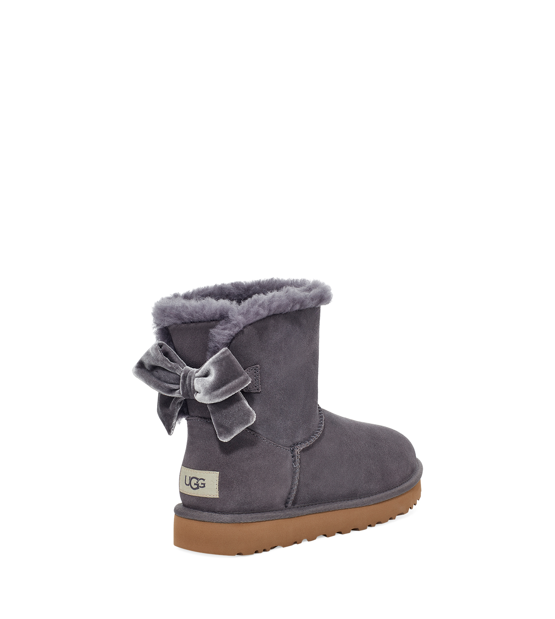 Grey Ugg Funkette Nightfall UGG Mini Bailey Bow Velvet Ribbon Boot
