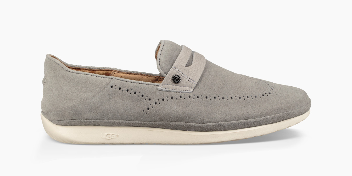 UGG Cali Penny 1092174 Mens Loafers 8 Gray Suede Perforated Casual Slip On Shoes UGG Cali Penny Slip-on Loafers -Seal Gray Suede -Men main image 3