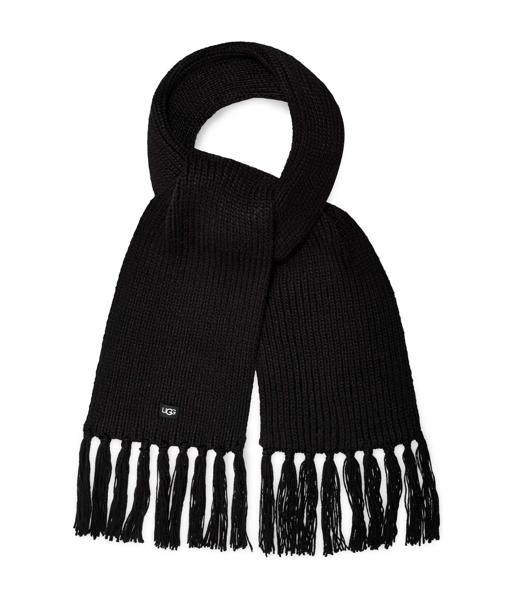 UGG W Chunky Scarf With Tassels in Black, Taille O/S