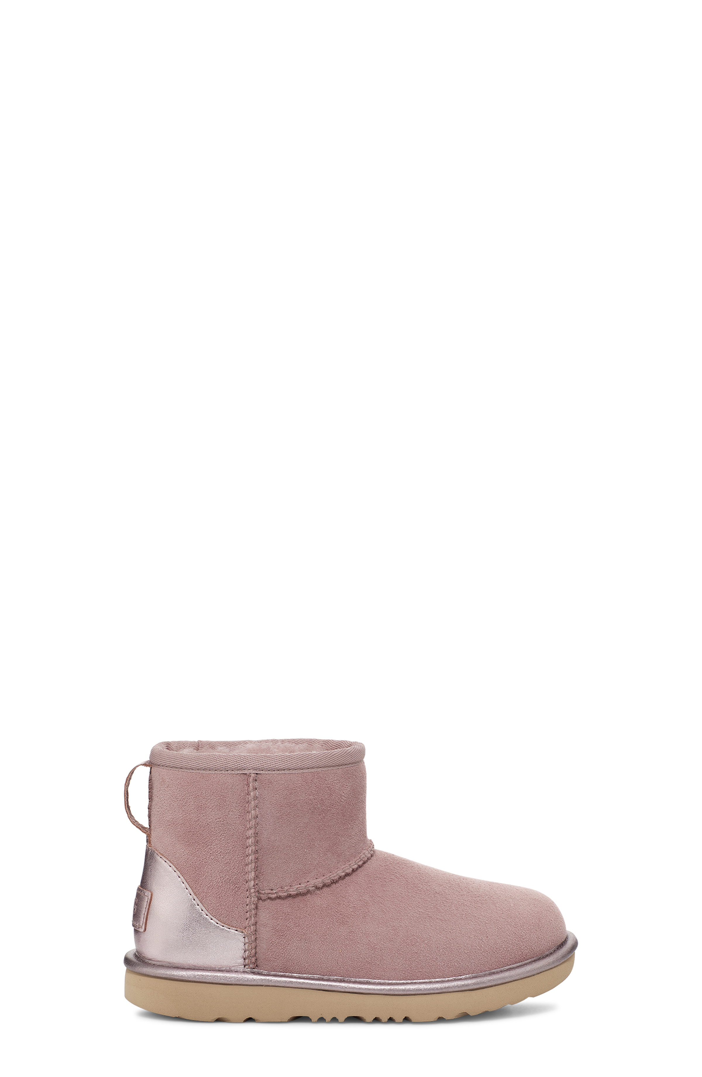 UGG Botte Classic Mini Shine pour Grand Enfant in Rose Grey, Taille 33.5, Cuir