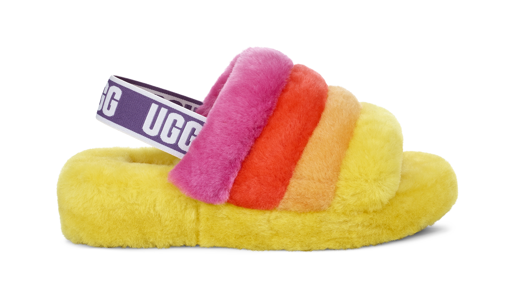 blue pink and white ugg slides