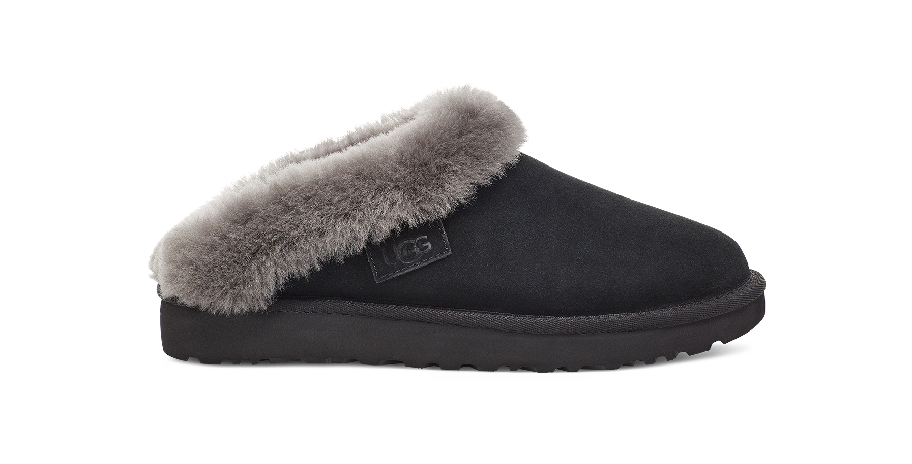 靴 UGG Cluggette UGG CLUGGETTE BLACK SHEARLING LINED MOCASSIN SLIPPERS US 9