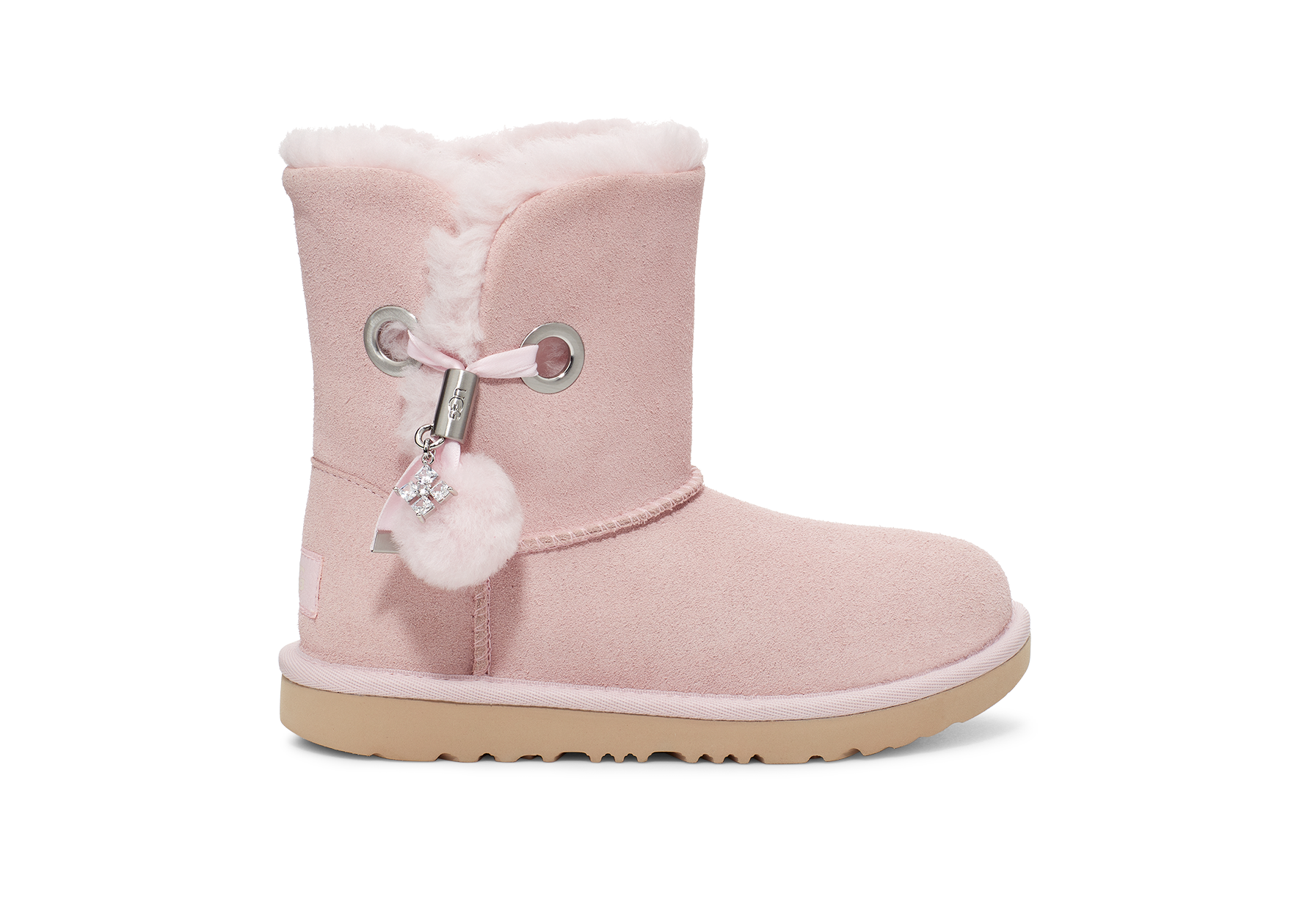 Pink ugg boots with sales pom poms