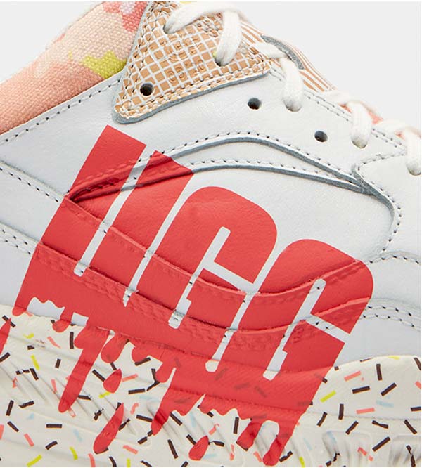 Close-up of UGG logo on CA805 x Sundae.