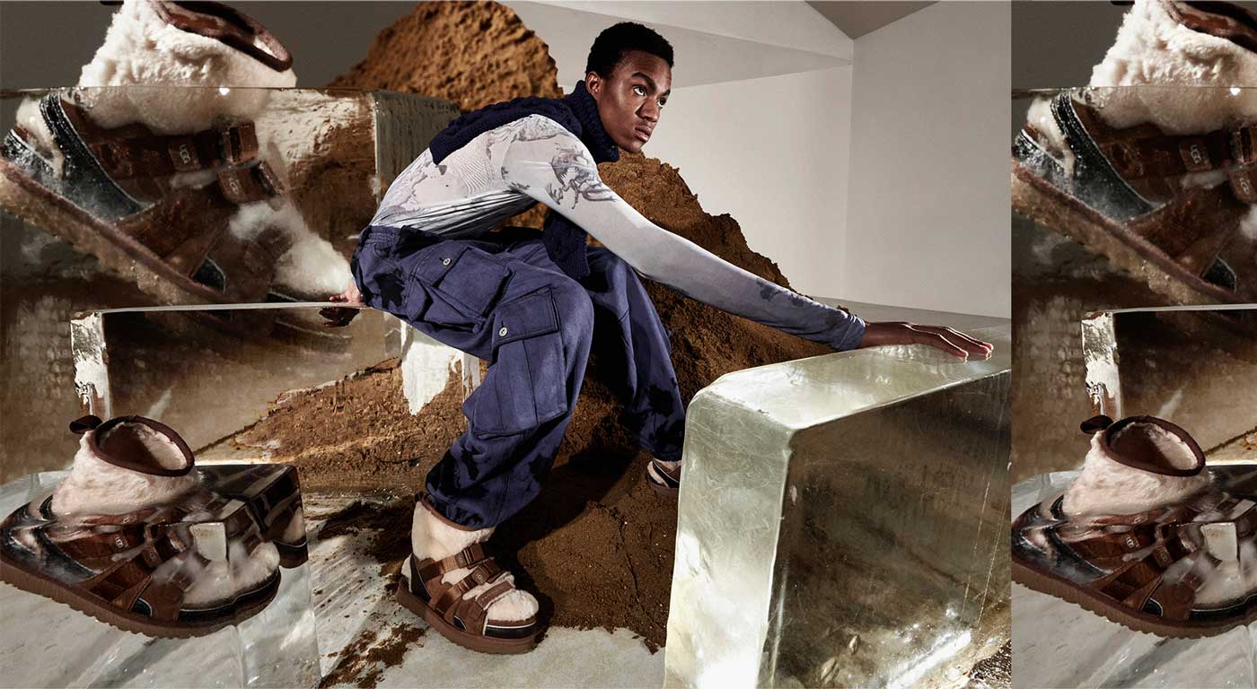 Models on a mound of dirt appearing to be working.