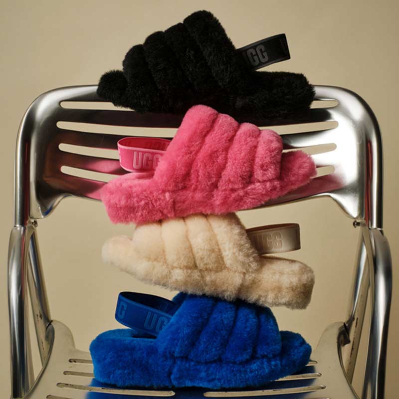 A detail shot of the returned Fluff Yeah in various colors stacked on top of each other.